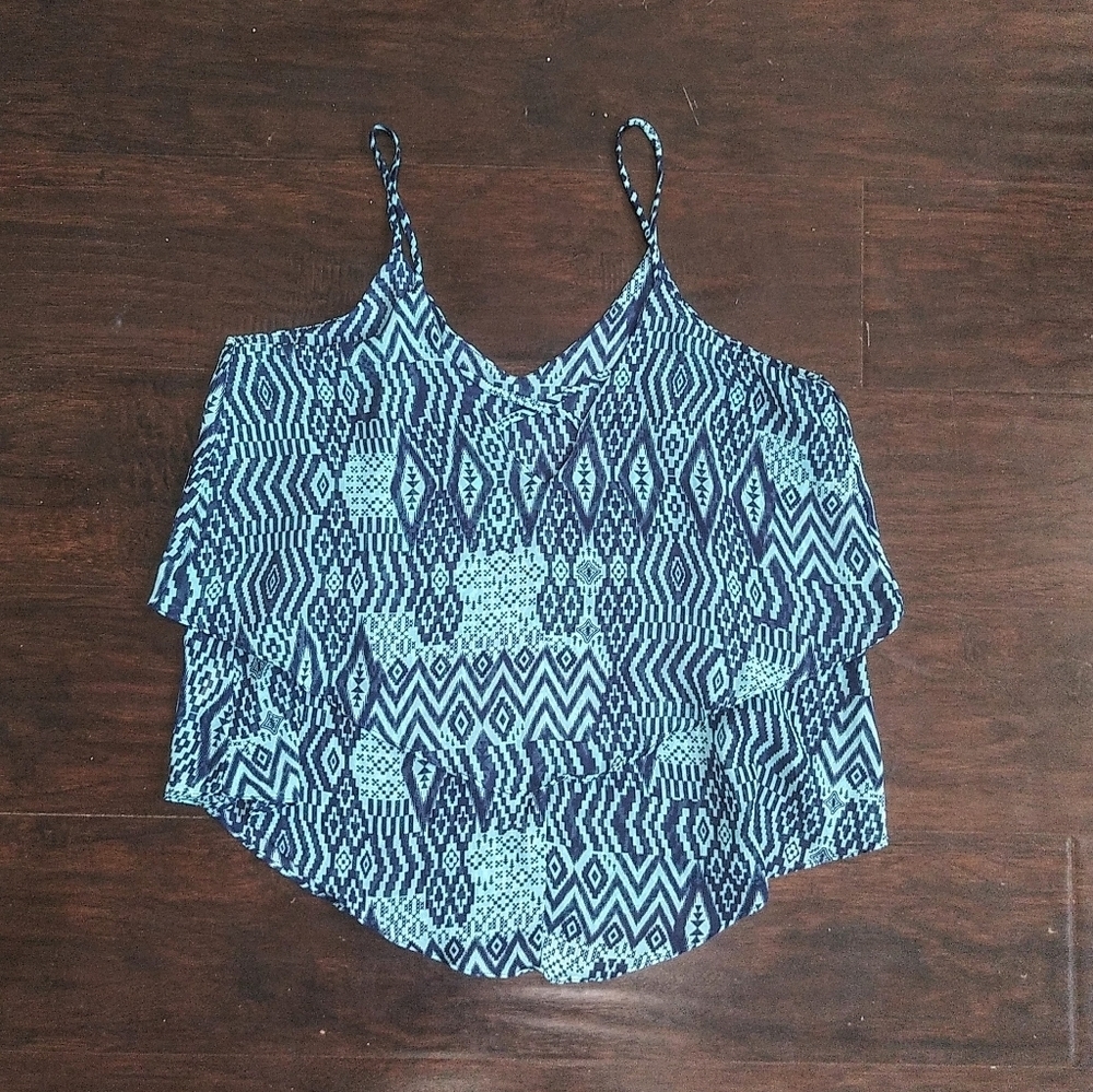 Aztec Print Tiered, Flowy Boho Tank Sz M